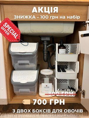 Набір 2 шт. Акція. Органайзер бокс. Кришка сіра з білим. 0000502 фото