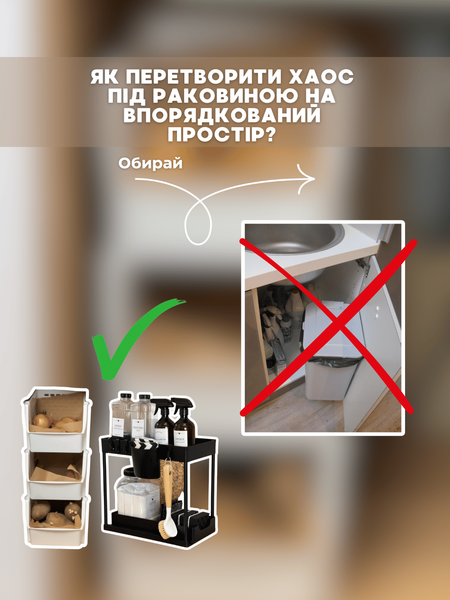 Набір під раковину. Органайзер з висувною шухлядою  чорний + 3 органайзери конструктори 10030 фото