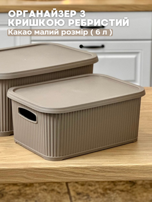 Органайзер з кришкою ребристий.  Какао малий розмір ( 6 л )  000067 фото