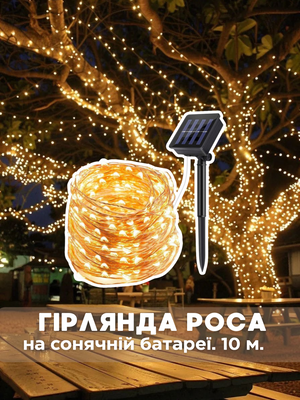 Гірлянда роса. 10 метрів. На сонячній батареї. Для саду чи балкону.  0000415 фото
